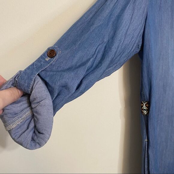 Miss Me Denim Tunic with Aztec Style Stripe - Picture 5 of 10